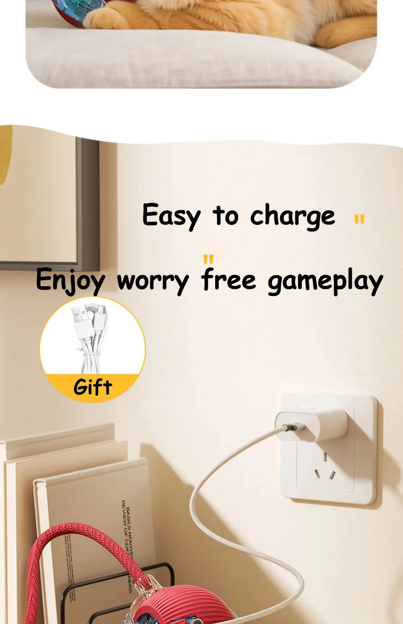 Smart Rolling Cat Toy – Interactive Electric Ball with Faux Tail