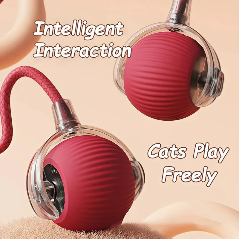 Smart Rolling Cat Toy – Interactive Electric Ball with Faux Tail