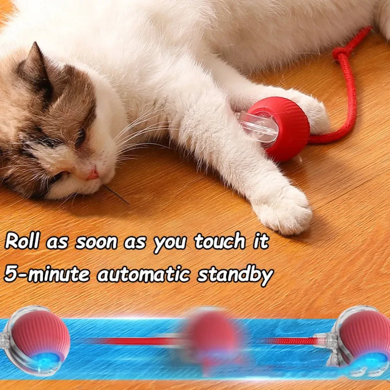 Smart Rolling Cat Toy – Interactive Electric Ball with Faux Tail