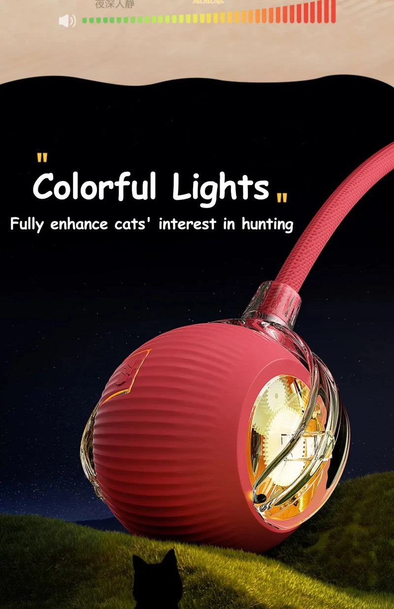 Smart Rolling Cat Toy – Interactive Electric Ball with Faux Tail