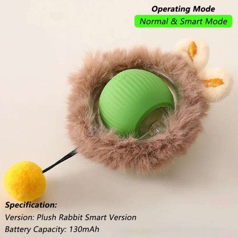 Smart Rolling Cat Toy – Interactive Electric Ball with Faux Tail