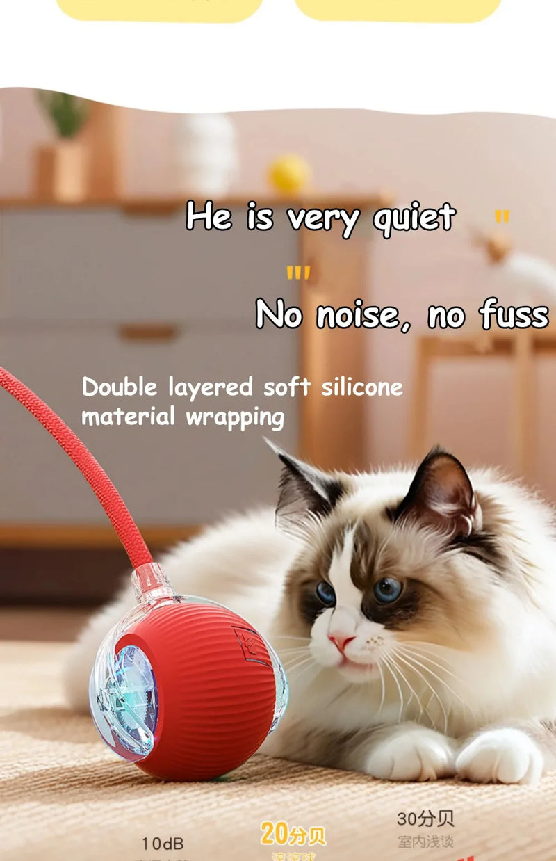 Smart Rolling Cat Toy – Interactive Electric Ball with Faux Tail