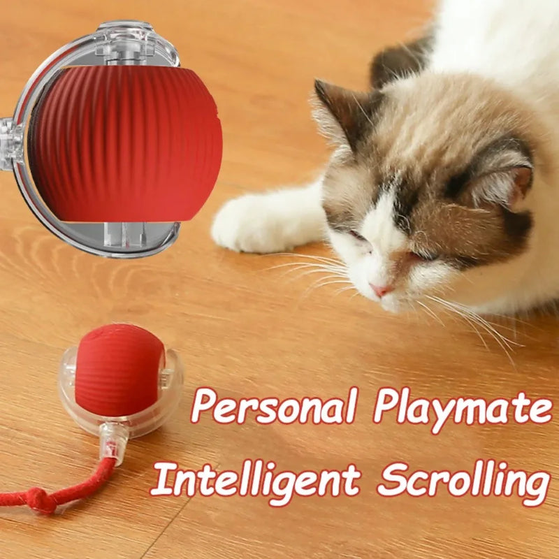 Smart Rolling Cat Toy – Interactive Electric Ball with Faux Tail