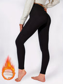 Women'S High-Waisted Fleece-Lined Leggings with "FASHION" Embroidery - Stretchy, Comfortable, and Warm for Fall/Winter Outdoor, Casual Wear, and Casual Attire, Winter Leggings | Stylish Leggings | Stretchy Fabric