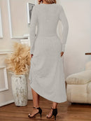 Elegant Long Sleeve Cardigan Dress Two-Piece Set - Fall/Winter Style, Solid Color A-Line Dress with Buttoned Front, Perfect for Commuting, Office Attire, Office Attire|Elegant Dress|Sleek Fit